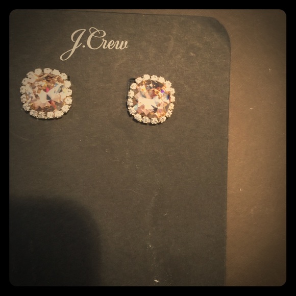 J Crew pink crystal stud earring with pave surround - Picture 2 of 4